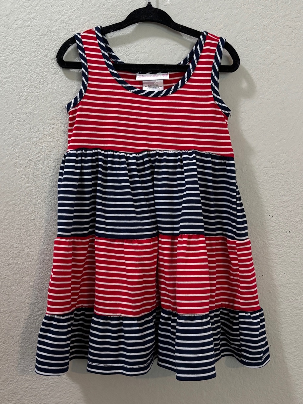 Bonnie Jean Red White Blue Striped Sleeveless Toddler Girls Dress Size 2T